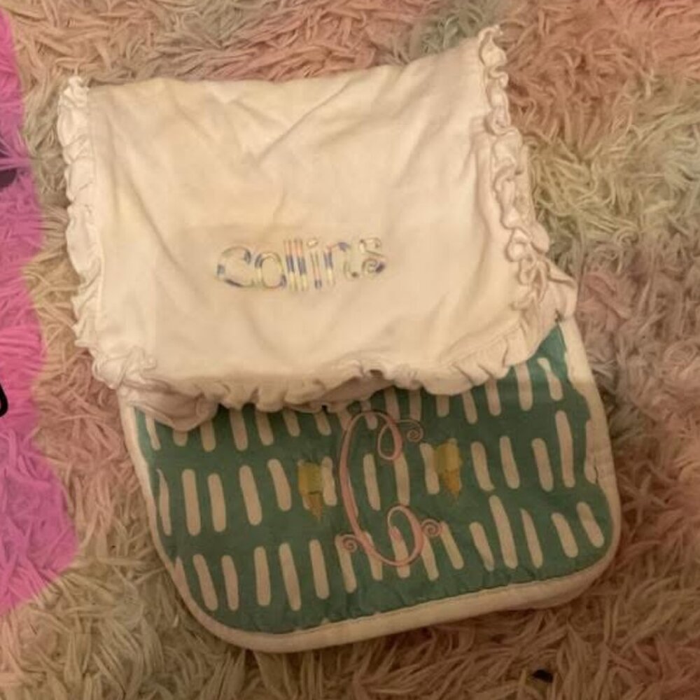 "Collins" and "C" Burp Cloths